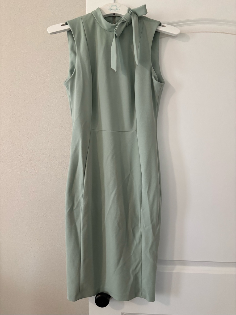 Calvin Klein Sleeveless Tie-Neck Midi Dress in Sage Green